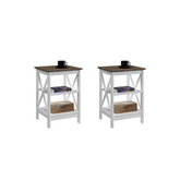 2pce Oxford Oak Top Side Tables