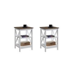 2pce Oxford Oak Top Side Tables