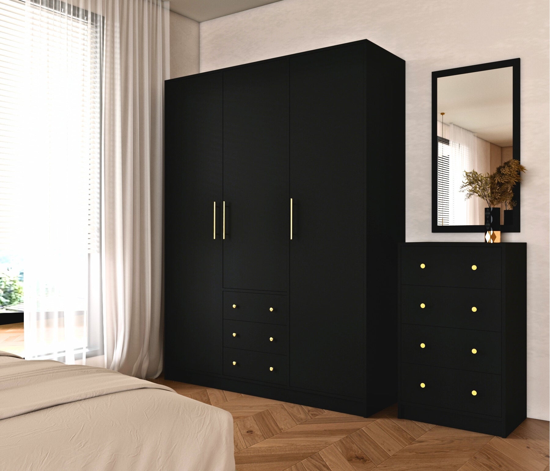 Soul 3 Door Wardobe 4-Piece Bedroom Set