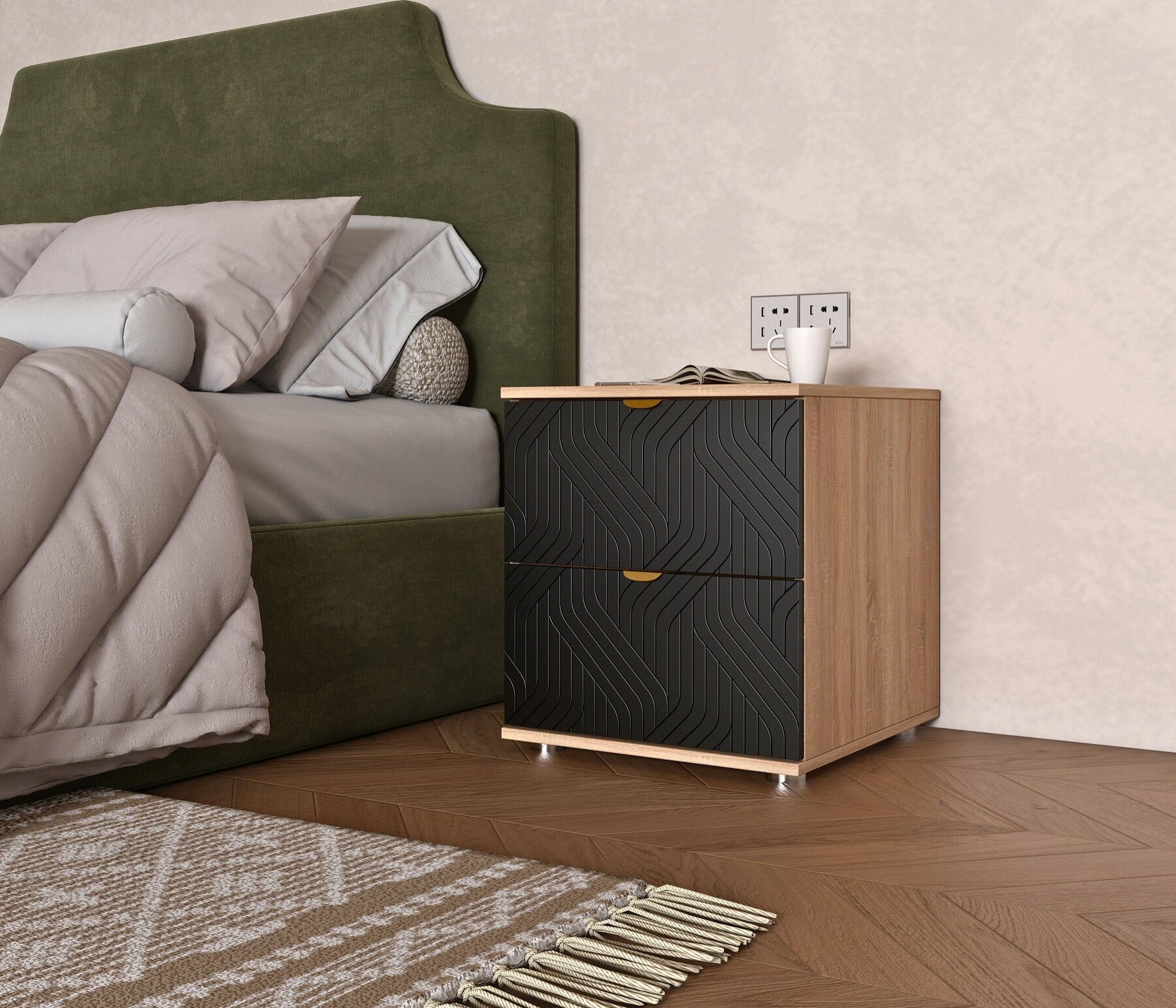 Niyra 3 Door Wardobe 4-Piece Bedroom Set