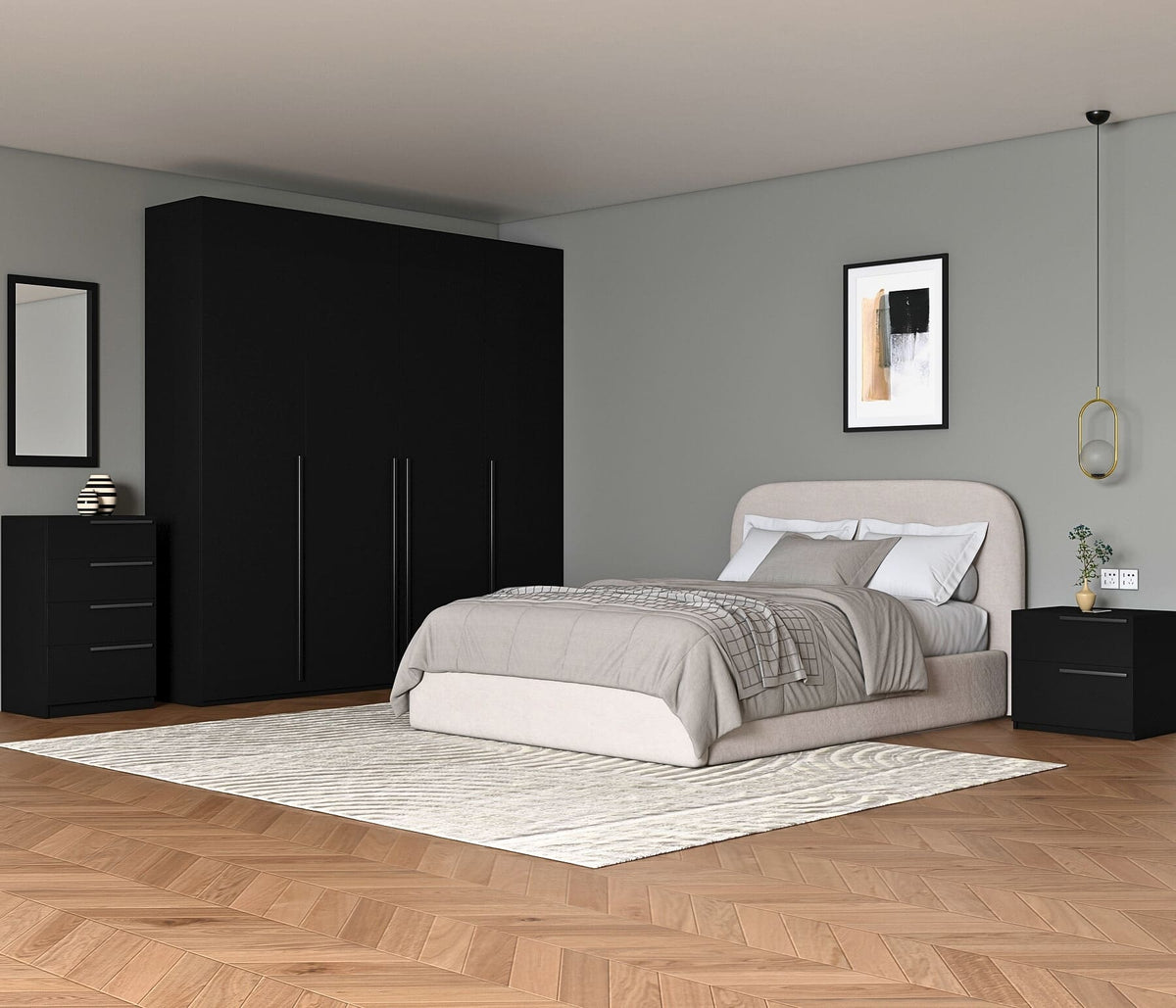 Diplo 4 Door Wardrobe 5-Piece Bedroom Set