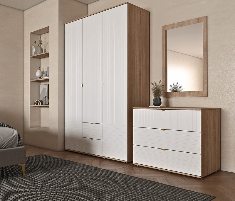 Emilia 3 Door Wardrobe 4-Piece Bedroom Set