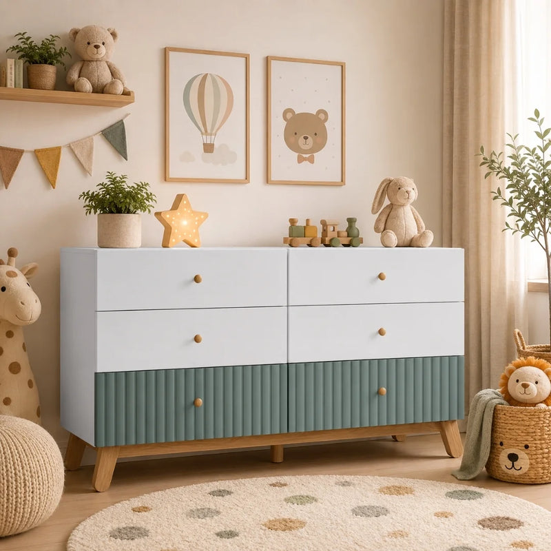 Lumi Kids 6 Drawer Unit – Mint Green
