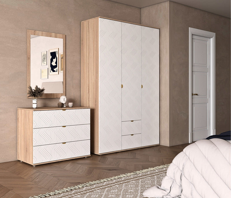 Niyra 3 Door Wardrobe 4-Piece Bedroom Set