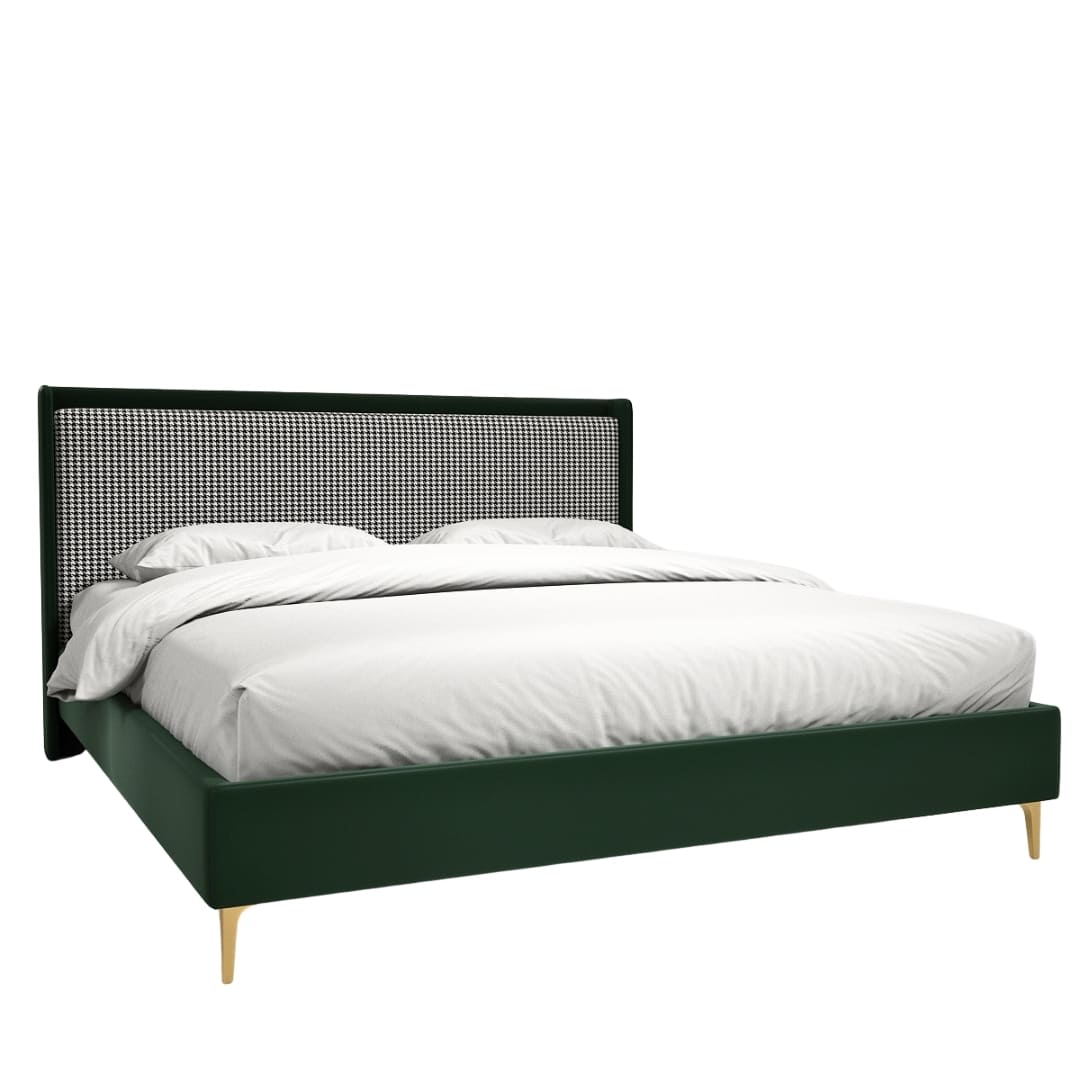 Solra Velvet Bed - Metal Legs – Green