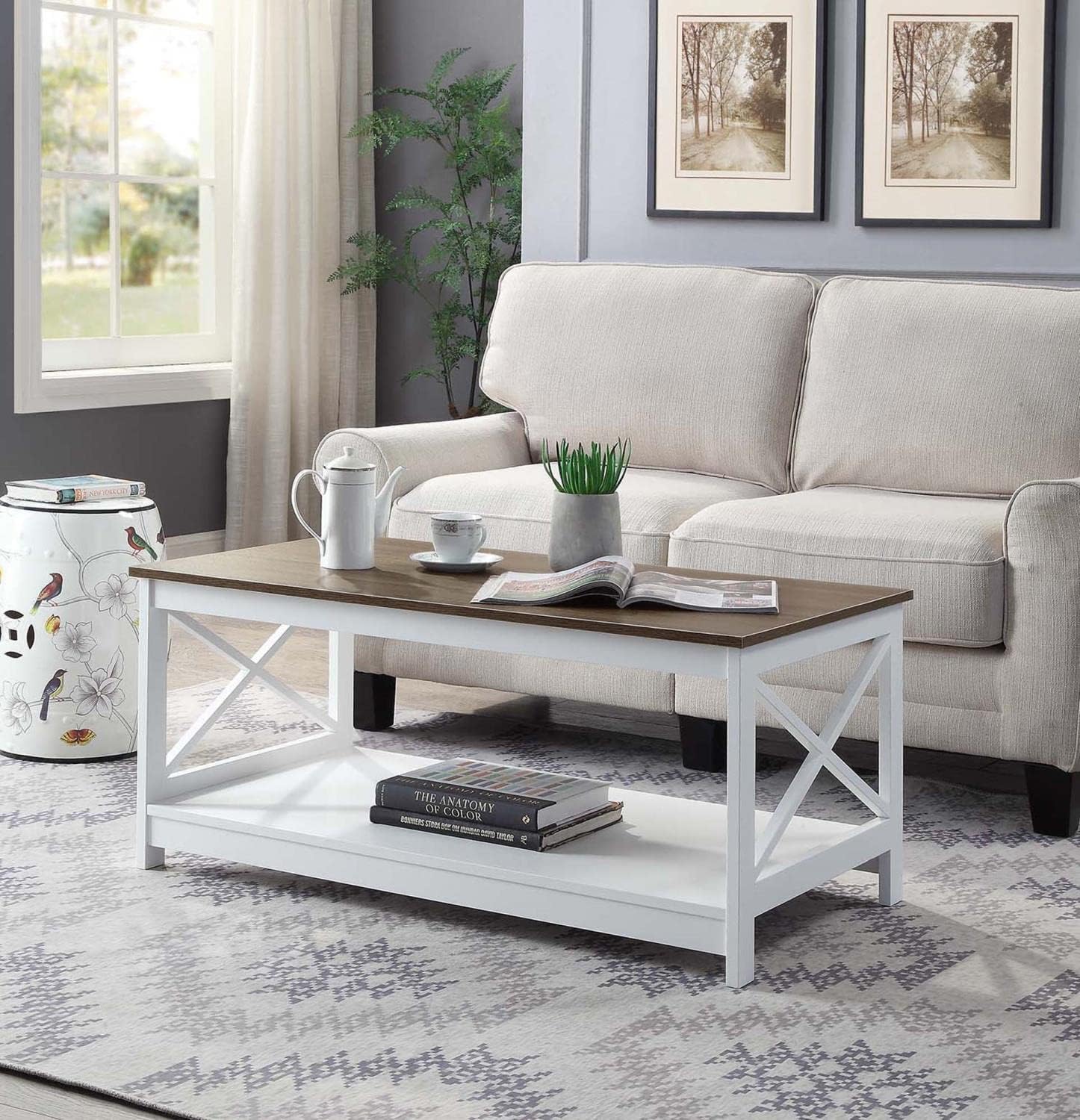3pce Oxford Oak Top Coffee Table, Side Table & Console